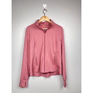 Mauve Pink Full Zip‎ Pilates Jacket S Mock Neck Thumbholes Athletic Yoga Buttery